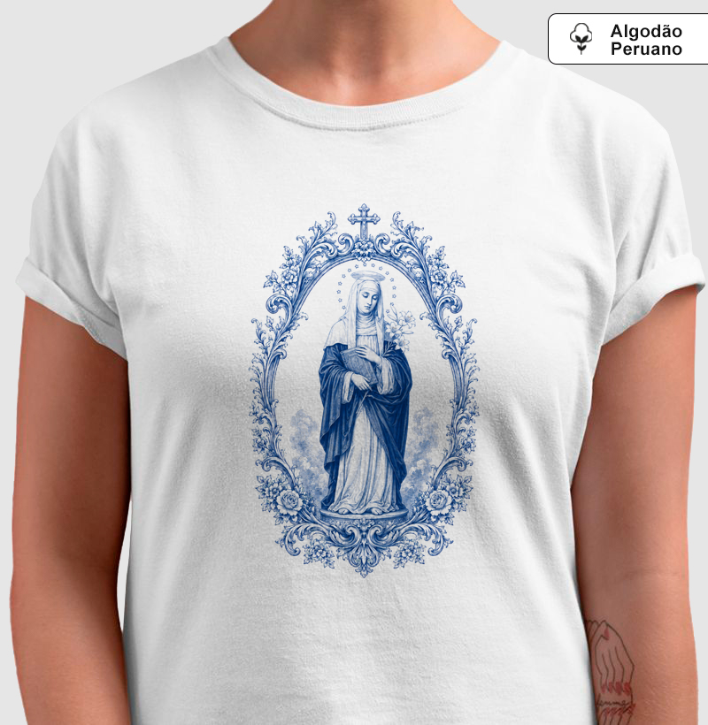Camiseta Algodão Peruano Santa Catarina de Sena Toile Sacra