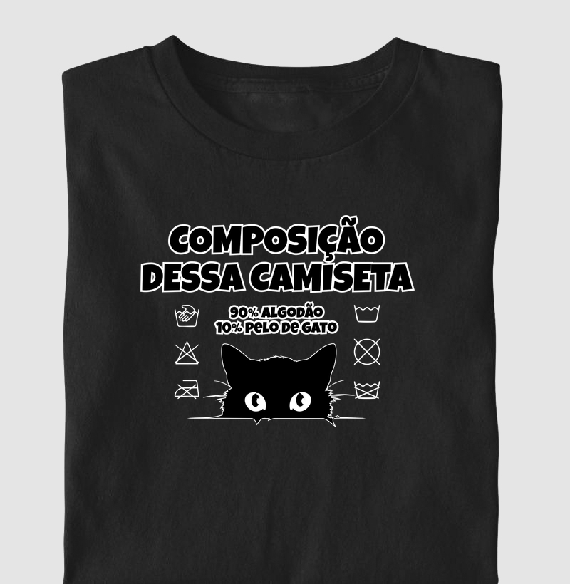 Composição dessa camiseta: 90% algodão 10% pelo de gato