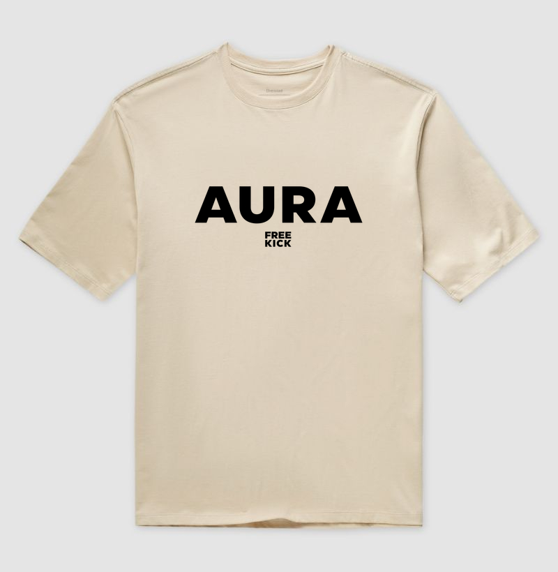 CAMISETA OVERSIZED FREE KICK AURA LOGO PRETO