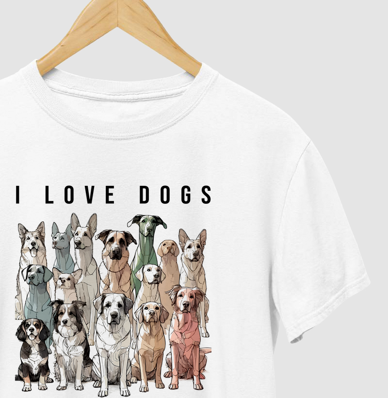 Camiseta Cachorros Cores Pasteis - I love dogs