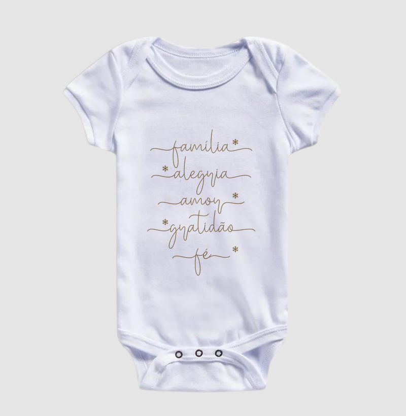 Família, Alegria, Amor, Gratidão, Fé - Estampa Dourada