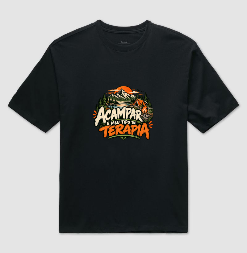 Camiseta Oversized | Acampar é Meu Tipo de Terapia