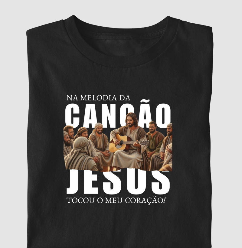 Na melodia da canção, Jesus tocou o meu coração!