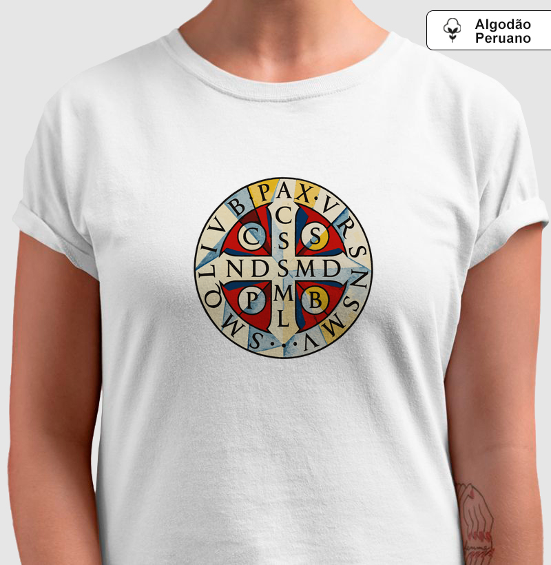 Medalha de São Bento Vitral - Algodão Peruano