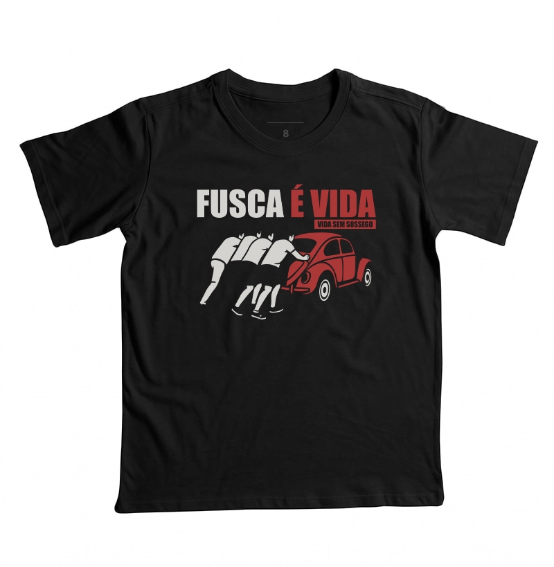 Fusca é vida | Vida sem sossego | Vermelho - Camiseta Infantil