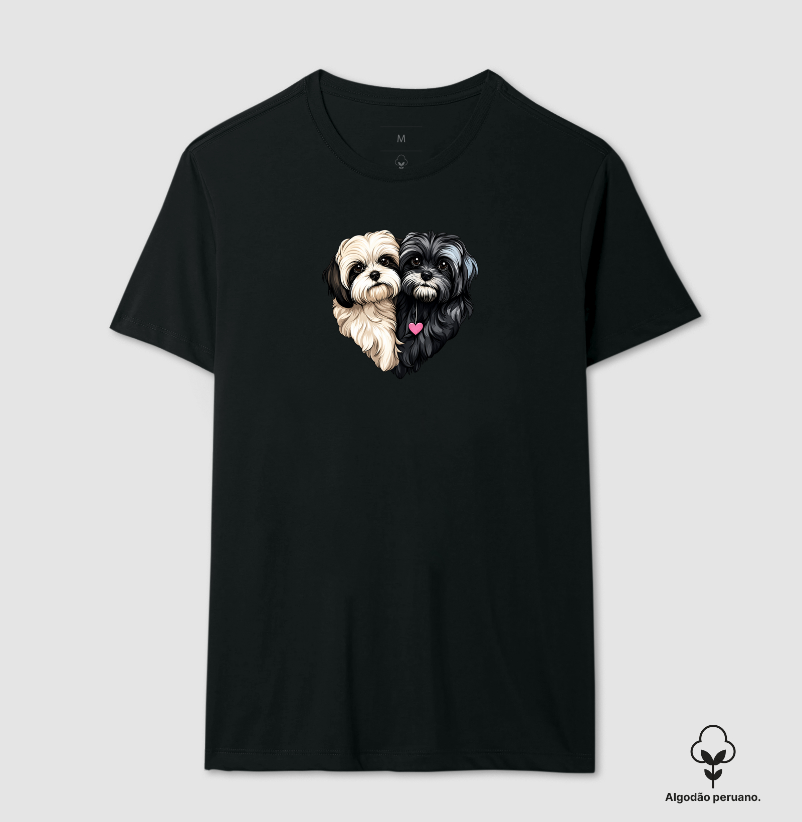 Coração de Shih Tzu - Camiseta Algodão Peruano