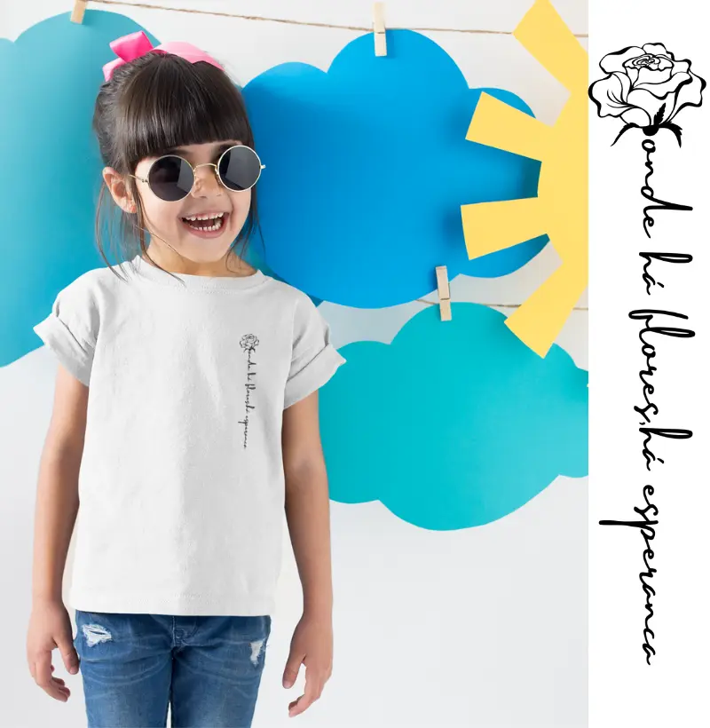 Camiseta infantil Rosa e esperança