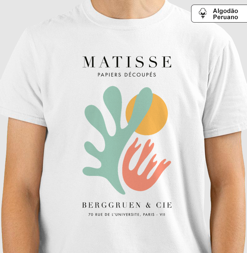 Camiseta Algodão Peruano Tanguis Henri Matisse Papiers Découpés