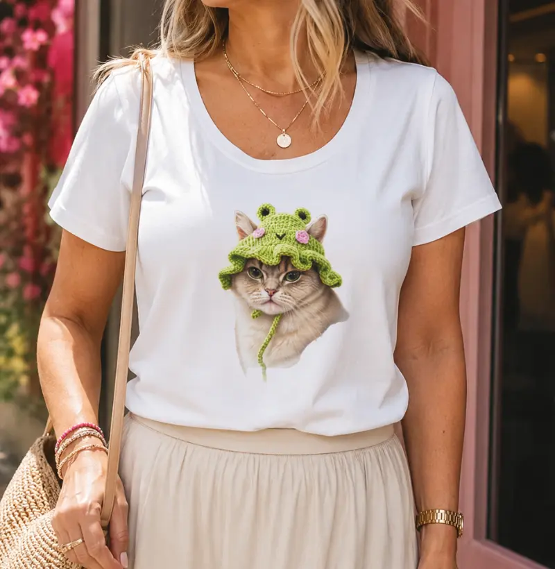 Gatinho Com Chapéu de Sapo em Crochê