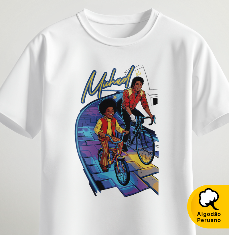 Duas versões de Michael pedalando