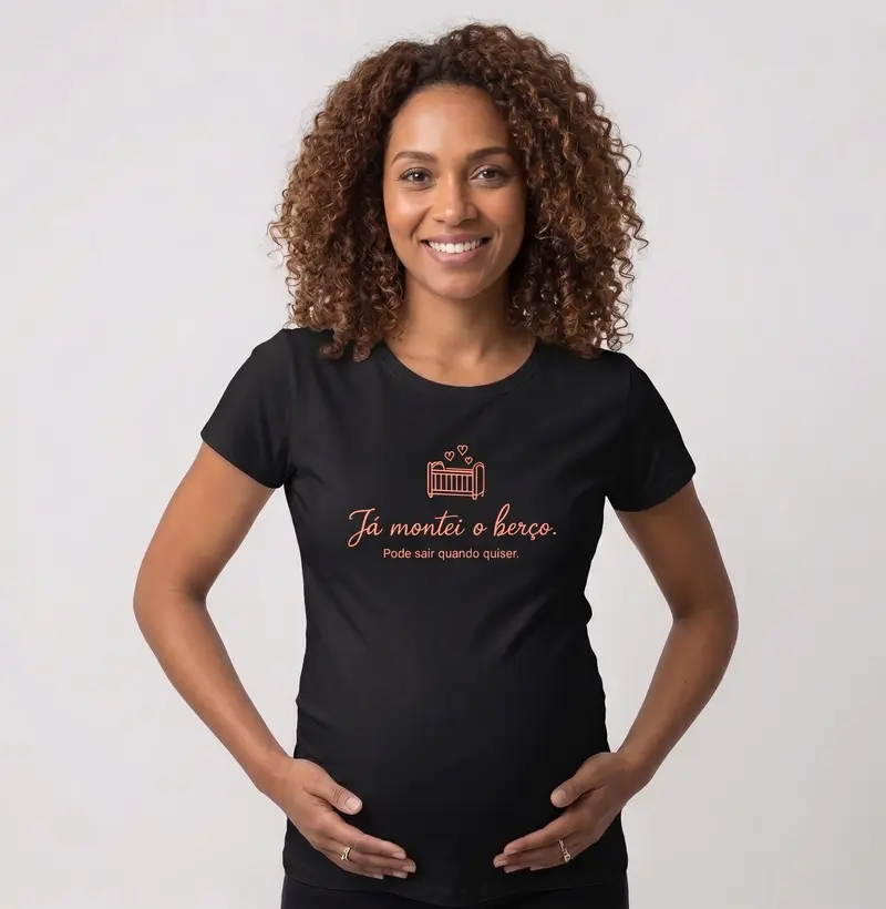 Já montei o berço - Blusa Feminina Estampada para Grávida