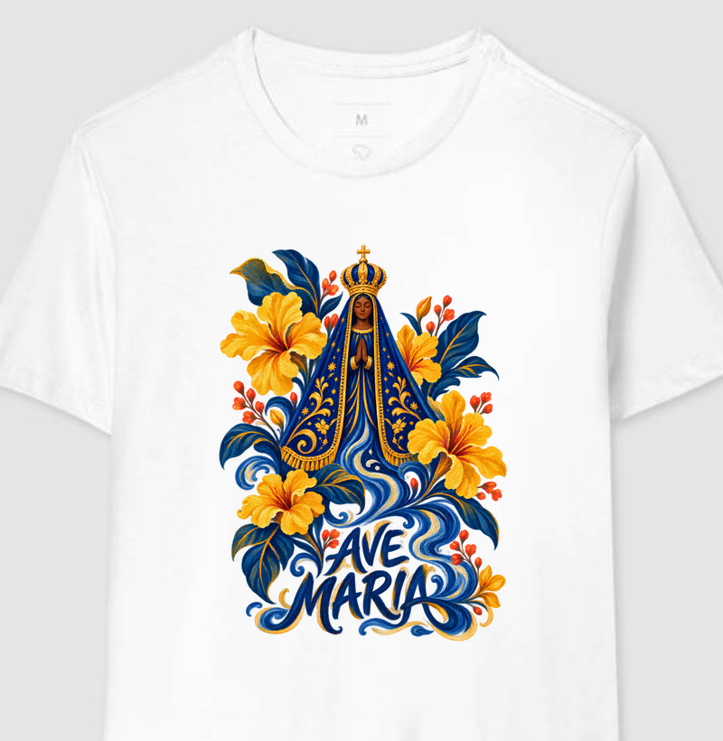 Nossa Senhora Aparecida Floral - Camiseta
