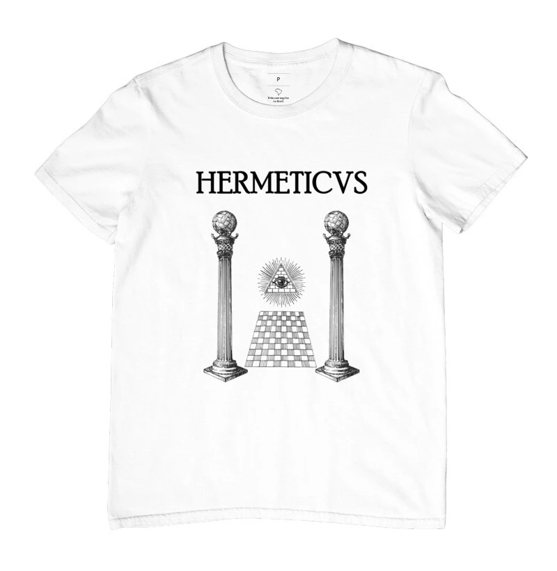 Camiseta Hermeticvs - Colunas Maçonaria Fundo Branco
