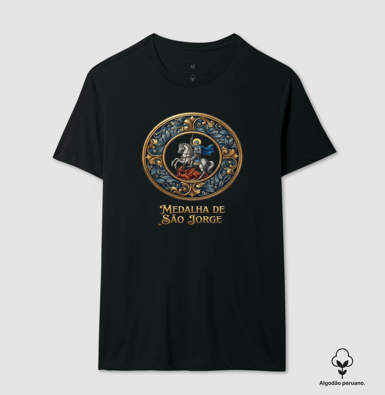 Medalha de São Jorge - Camiseta Algodão Peruano