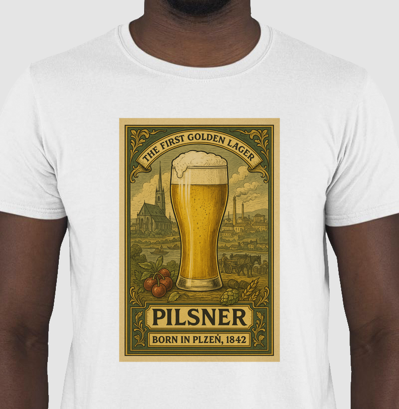 Camiseta Pilsner Vintage – The First Golden Lager Plzeň 1842