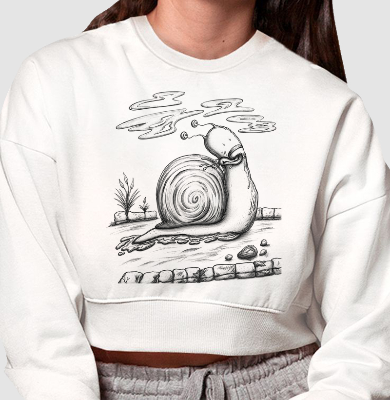 Moleton Cropped Caracol Preta e Branco