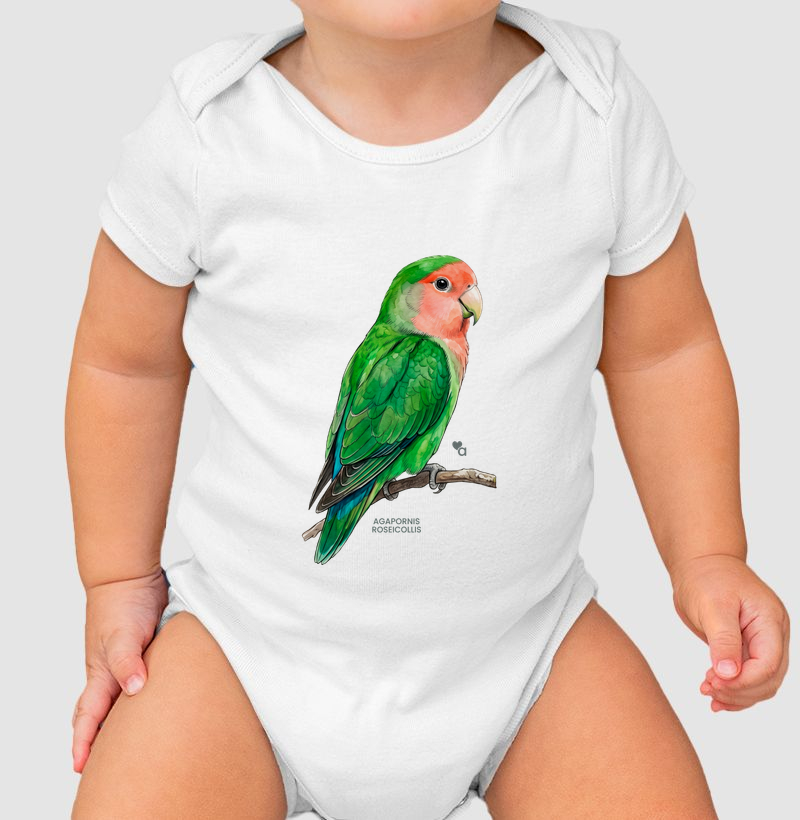 Aves - Agapornis Roseicollis - Body Infantil