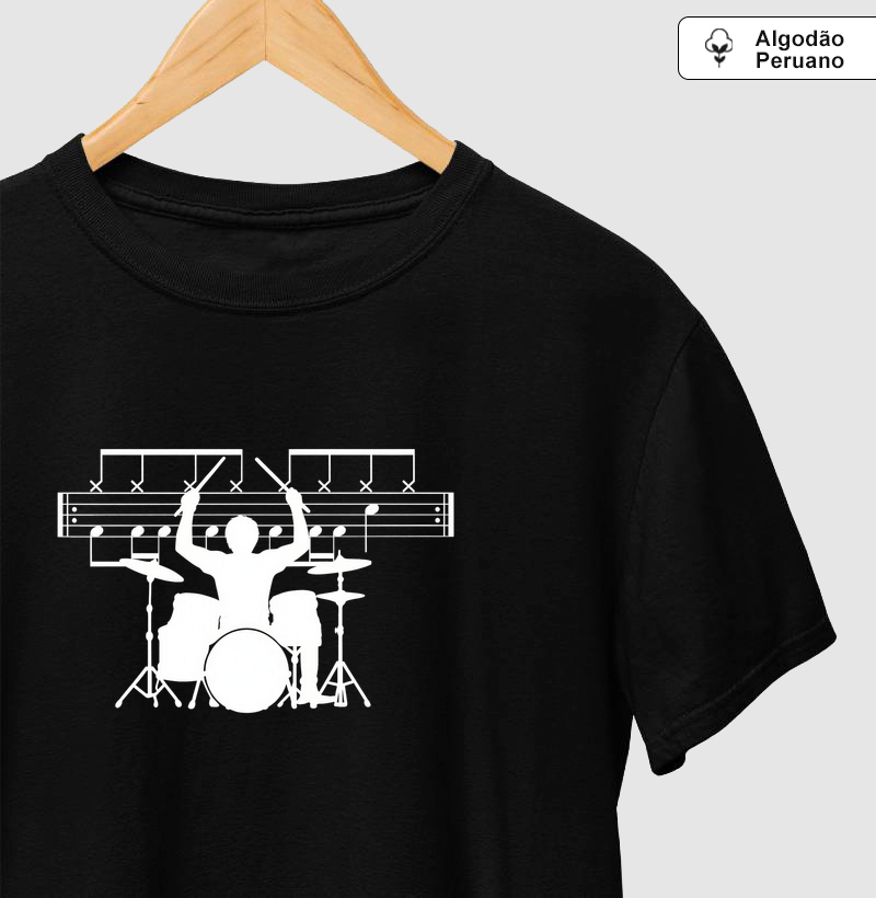 Bateria + Baterista - WF - Camiseta Algodão Peruano