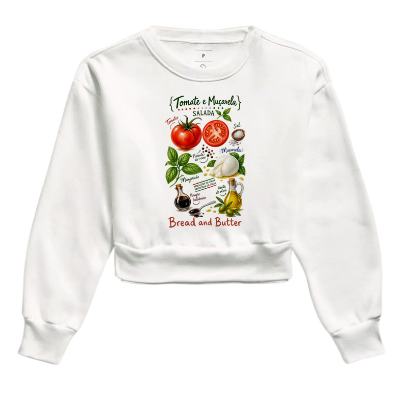 Moletom Cropped Tomate & Muçarela
