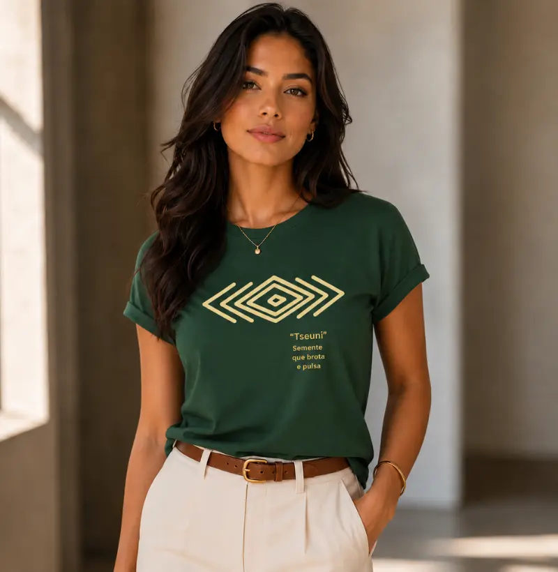 T-shirt Indígena- Grafismo "Tseuni"