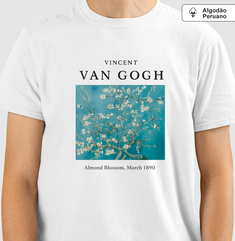 Camiseta Van Gogh Amendoeira em Flor | Almond Blossom 1890 | Algodão Peruano