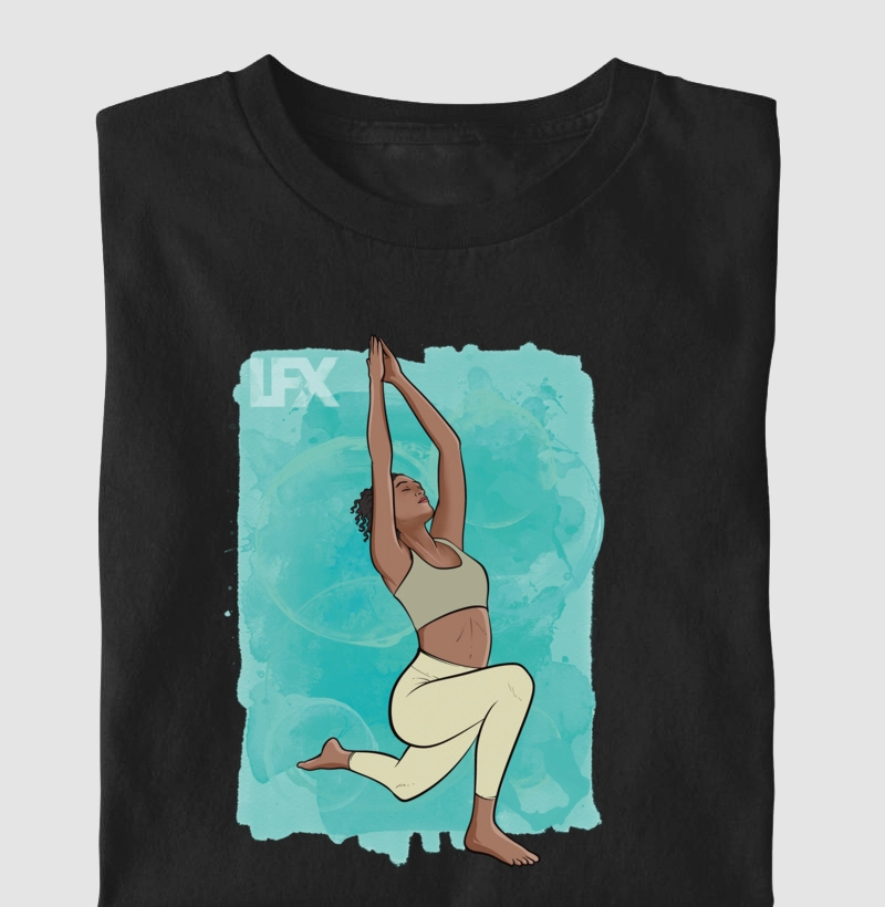 Mulher fazendo Utthita Ashwa Sanchalanasana V01