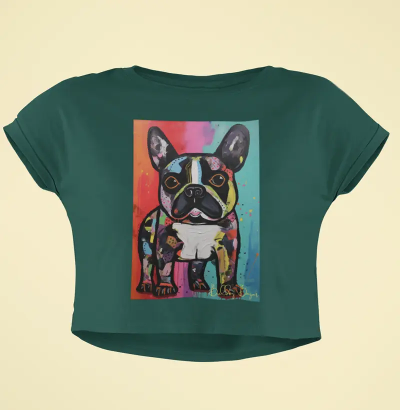 Camiseta Cropped Bulldog Francês "Picasso Perdido II"