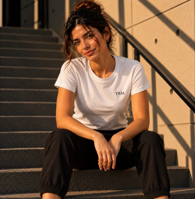 TRM Timeless Tee Feminina White Black Logo - Camiseta