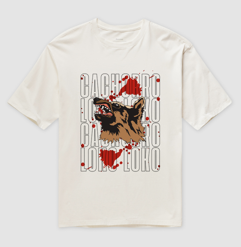 Camiseta Oversized  Dog Pulse Cachorro Loko - Red Blood