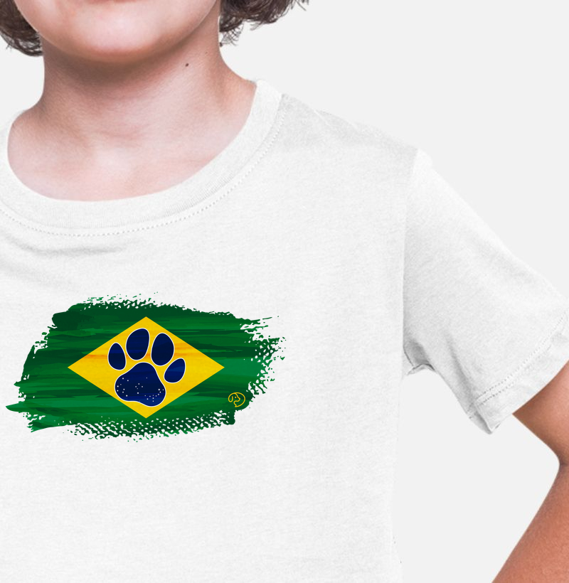 Pata Bandeira Brasil - Camiseta Infantil