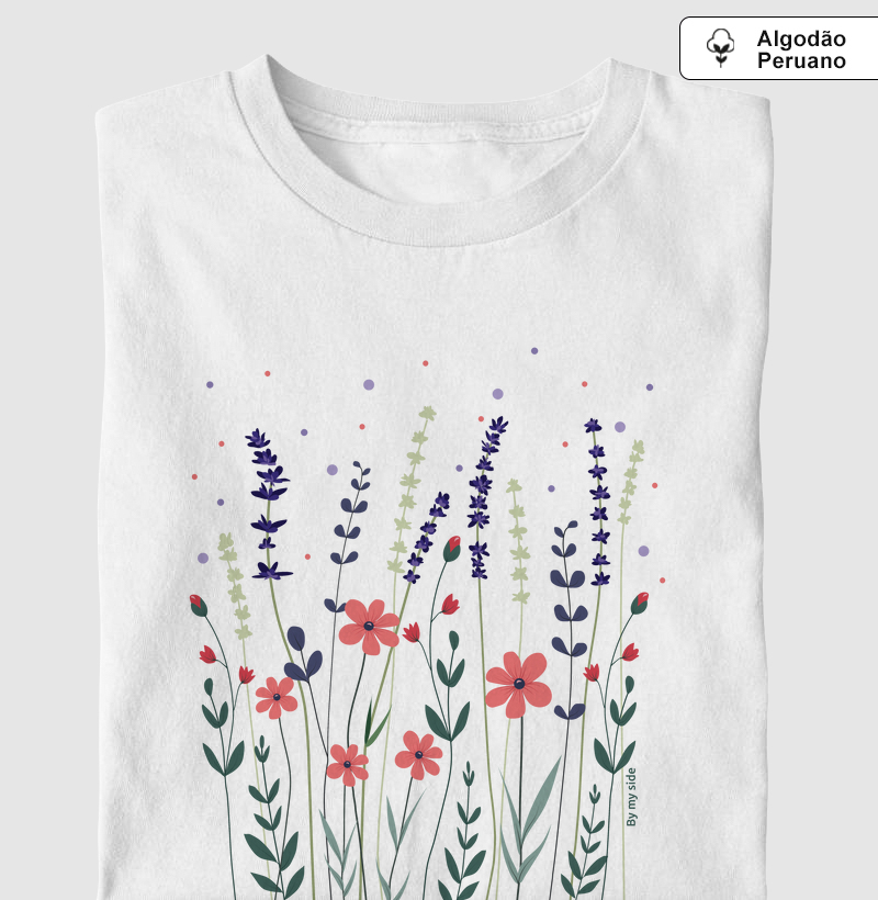 Flores do campo Rosa - Algodão Peruano