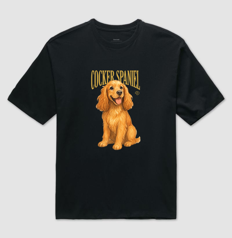 Cocker Spaniel Dourado Vintage - Camiseta Oversized