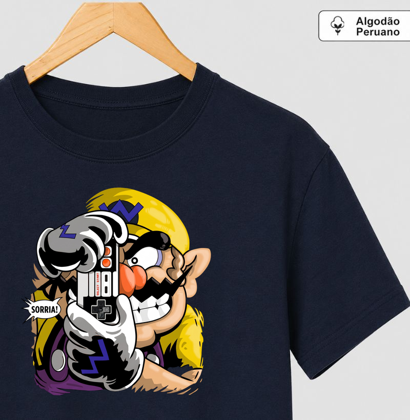 Wario - Sorria! - Camiseta Algodão Peruano