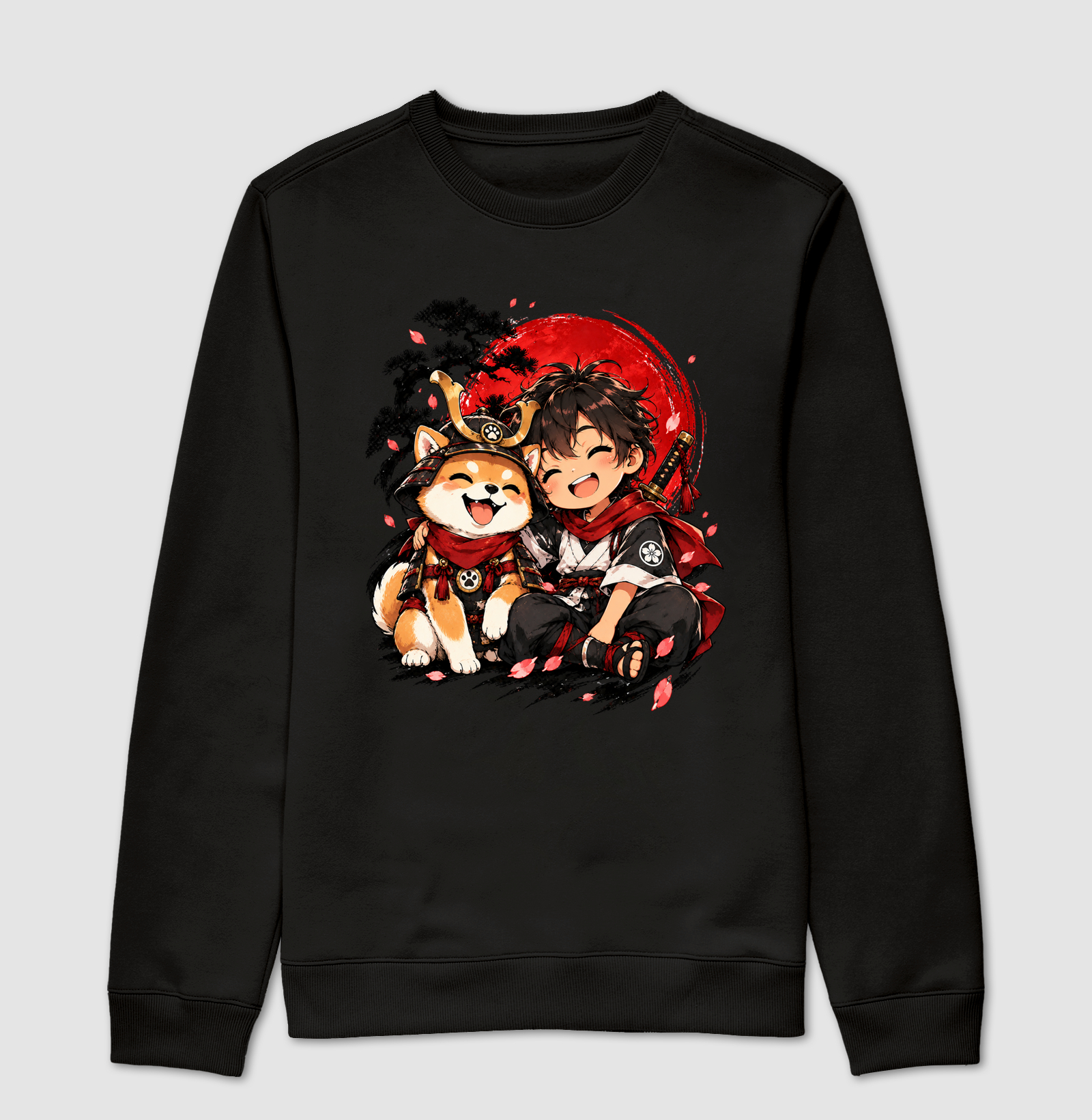 Pequeno Samurai & Shiba — Amigos de Honra - Suéter Moletom
