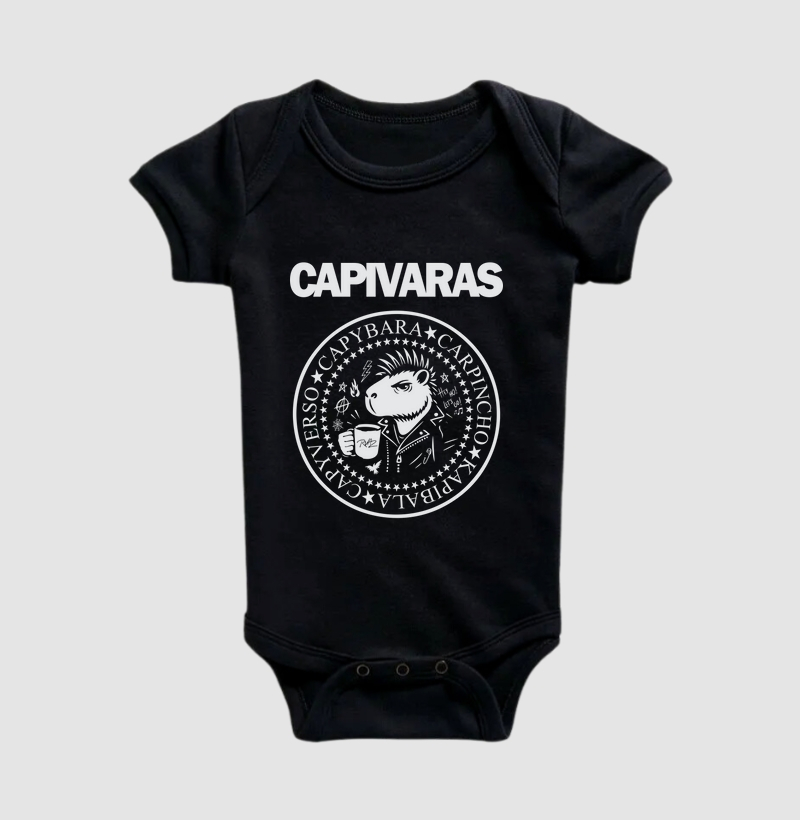 Camiseta Capivara Punk Rock - Body Infantil