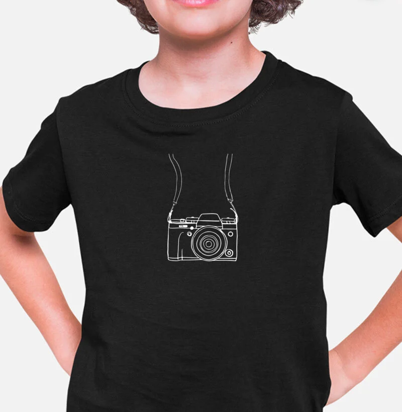 Camiseta mini câmera fotográfica