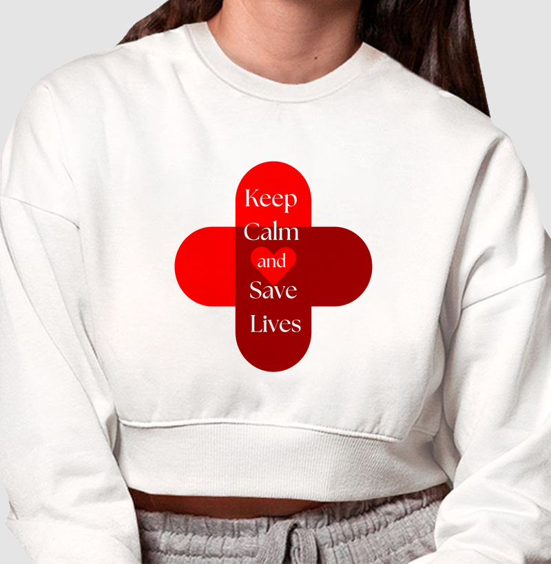 Cropped Moletom Keep Calm and Save Lives