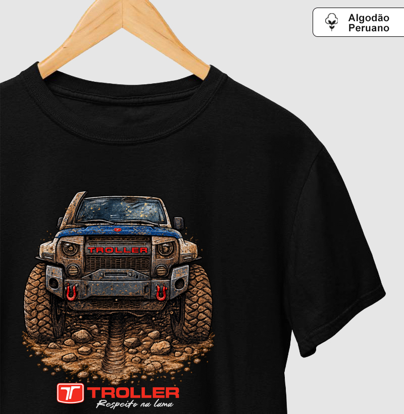 Troller Azul - Respeito na Lama - Camiseta Algodão Peruano