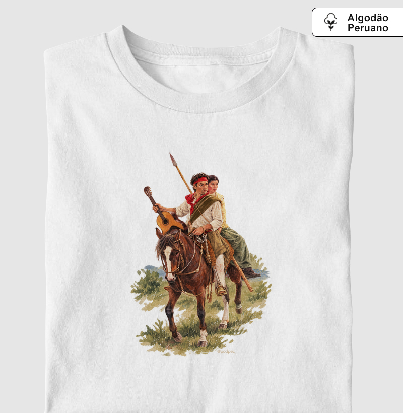 China, Guitarra y Camino - Camiseta Algodão Peruano