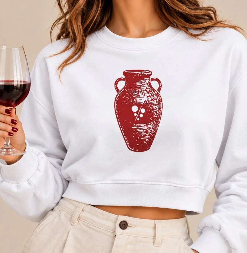 Camiseta Brasil de Vinhos - Ânfora Vinho - Cropped Moletom
