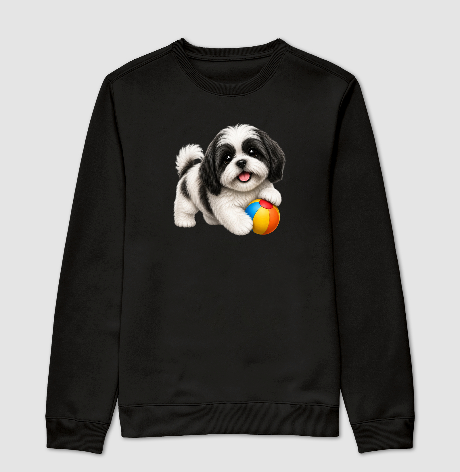 Lhasa Apso Preto - Desenho Animado - Suéter Moletom