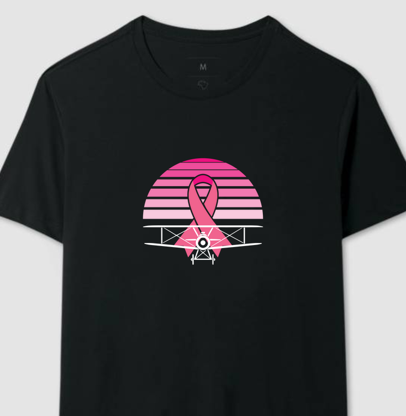 Camiseta Outubro Rosa Vintage Airplane