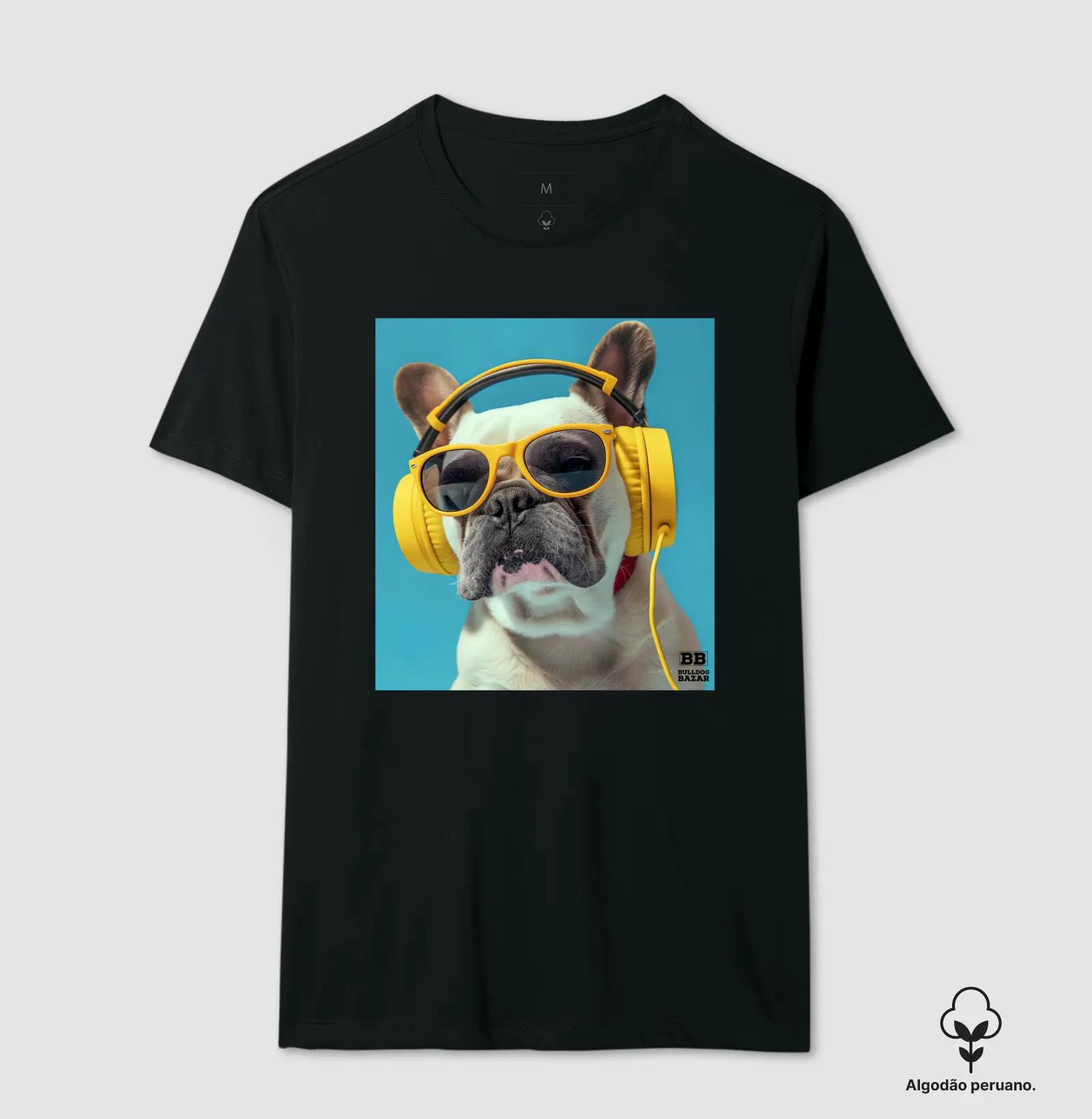 Camiseta Premium Bulldog Frances "Headphones 3"