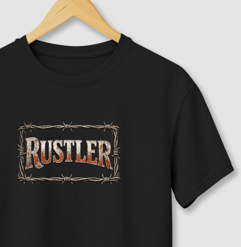 Camiseta Rustler Barbed Wire – Outlaw Country Roots