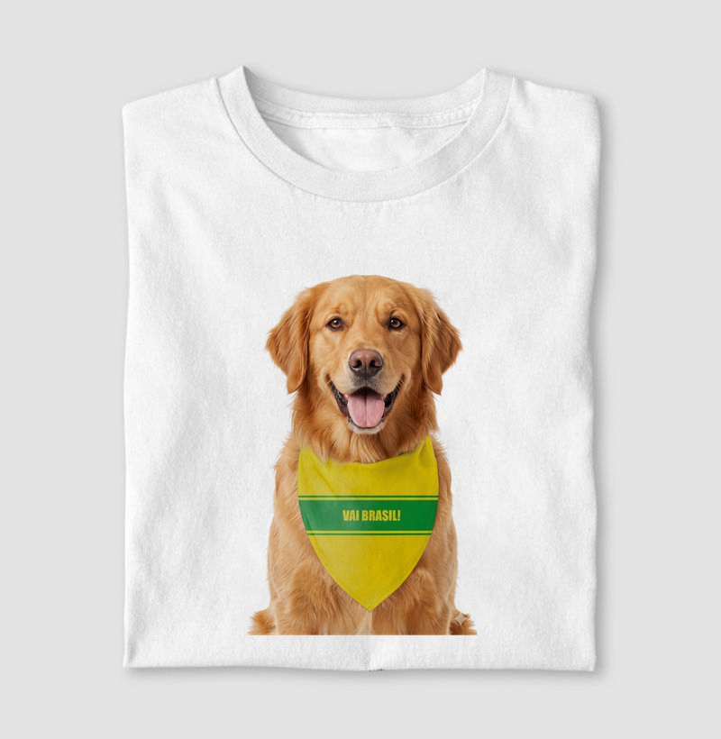 Camiseta Golden Retriever Vai Brasil | Copa Pet Edition