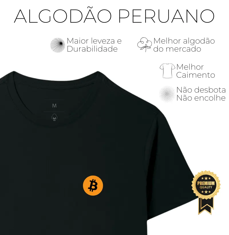 Camiseta Bitcoin Logo Original - Algodão Peruano