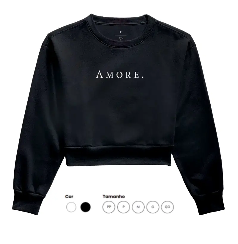 AMORE - moletom CROPPED estampa preta
