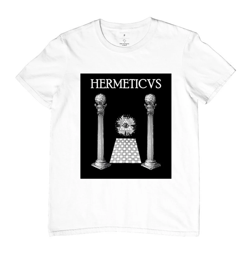 Camiseta Hermeticvs - Colunas Maçonaria Fundo Preto
