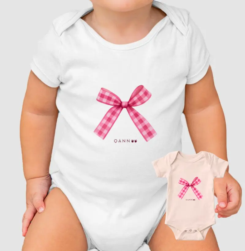 Body Infantil  — Laço Rosa