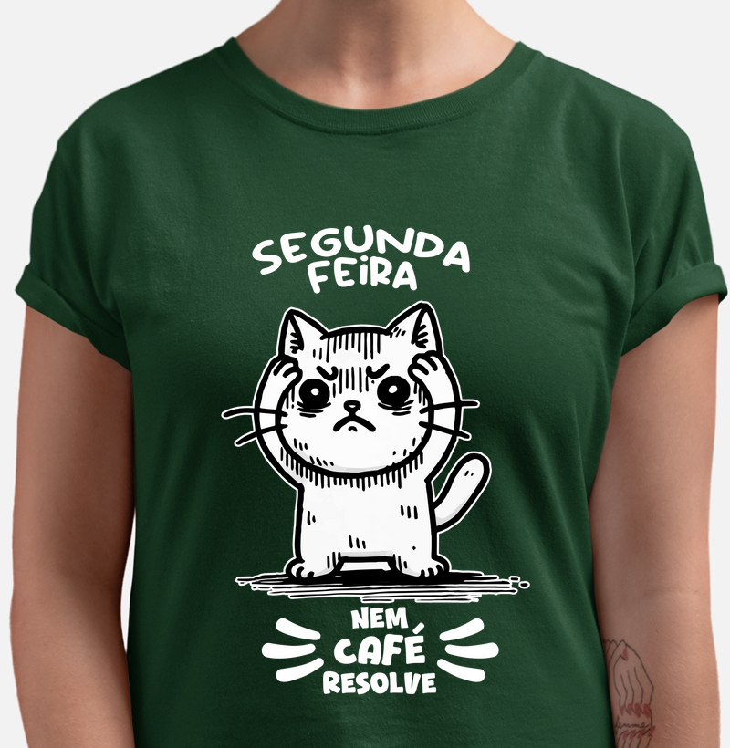 Camiseta Gato Nervoso - Segunda-feira...
